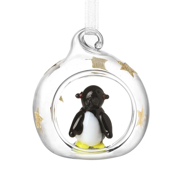 Penguin Clear Glass Bauble