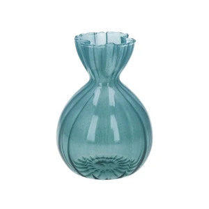 Petrol Blue Frill Bud Vase