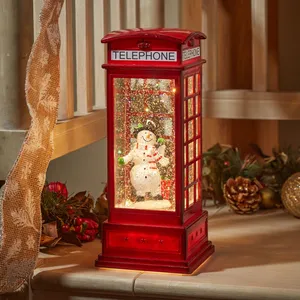 Phone Box Snow Lantern