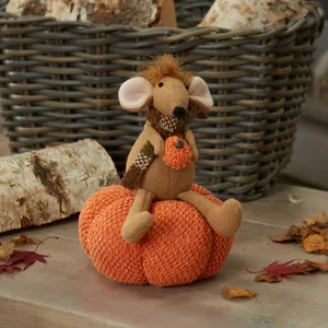 Plush Pumpkin Mouse Decoration
