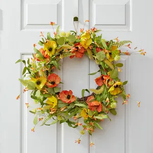 Poppies Artificial Floral Wreath
