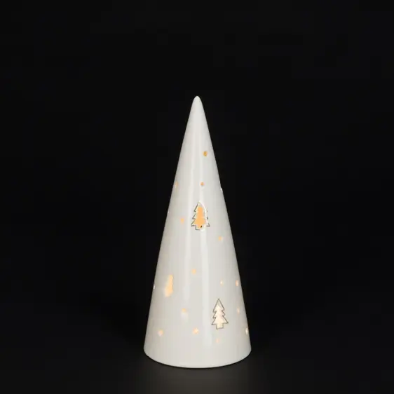 Porcelain Illuminated Cone Tree - 23cm