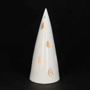 Porcelain Illuminated Cone Tree - 28cm