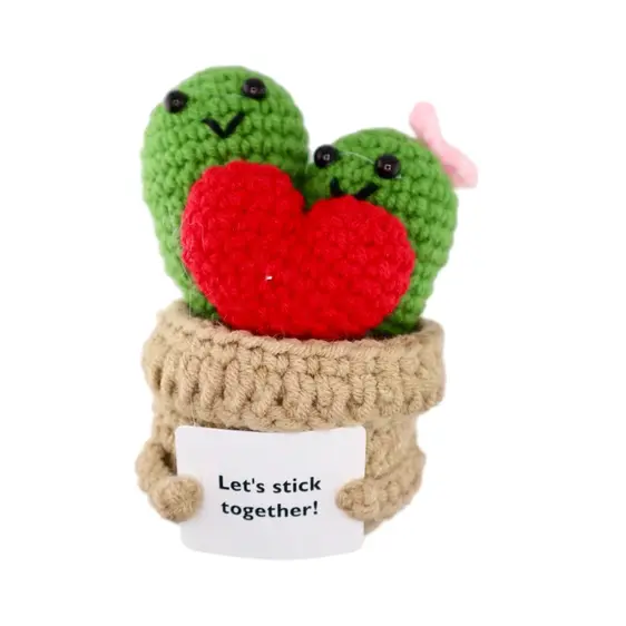 Positive Crochet Heart Cactus