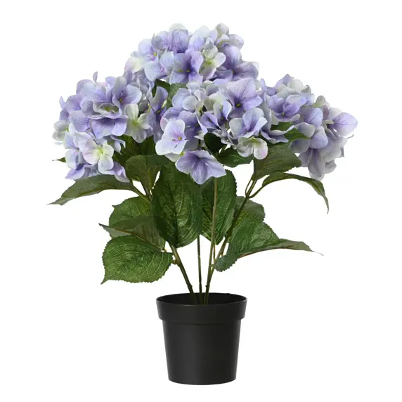 Potted Artificial Hydrangea Plant - Lilac