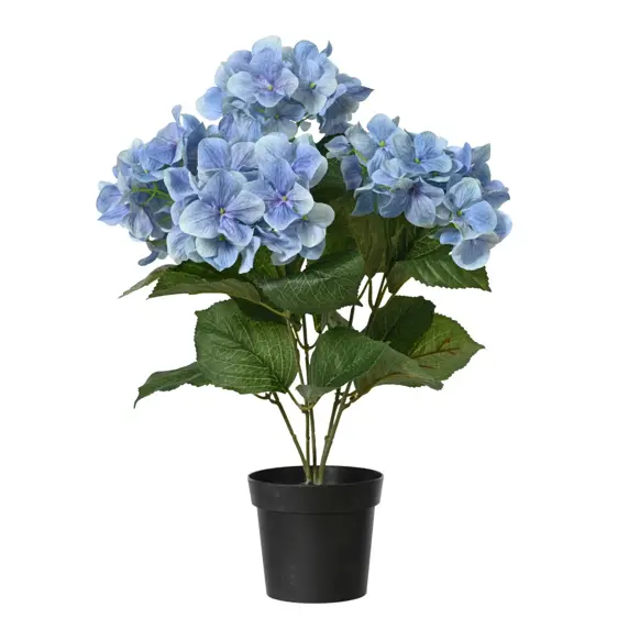 Potted Artificial Hydrangea Plant - Blue