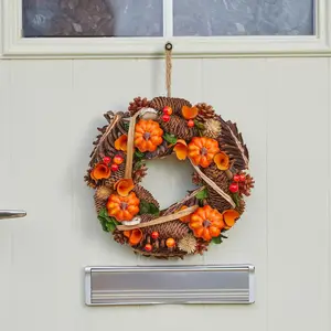 Pumpkin Artificial Wreath - Medium