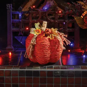 Raffia Pumpkin Decoration - Orange