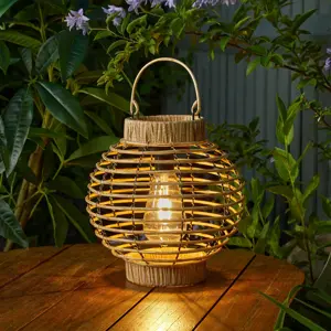 Rattan Round Table Light - Natural