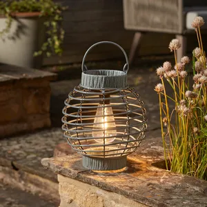 Rattan Round Table Light - Slate
