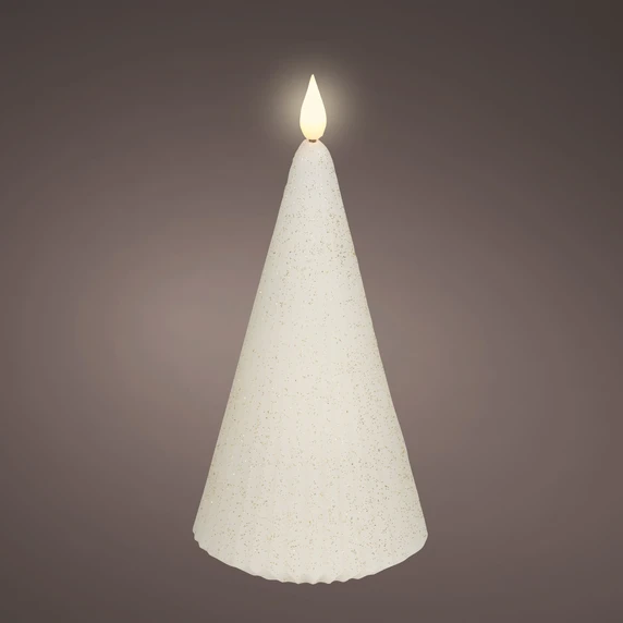 Real Effect Conical Tree Candle - White