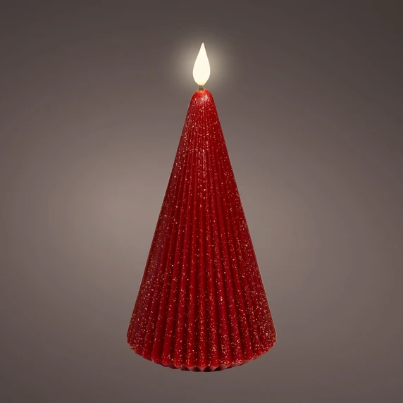 Real Effect Conical Tree Candle - Oxblood Red