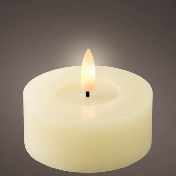 Real Effect Flameless Flat Wax Candle - Cream