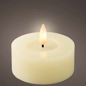 Real Effect Flameless Flat Wax Candle - Cream