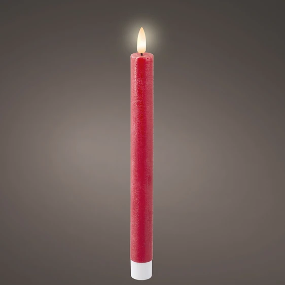 Real Effect Flameless Tapered Red Candles Set