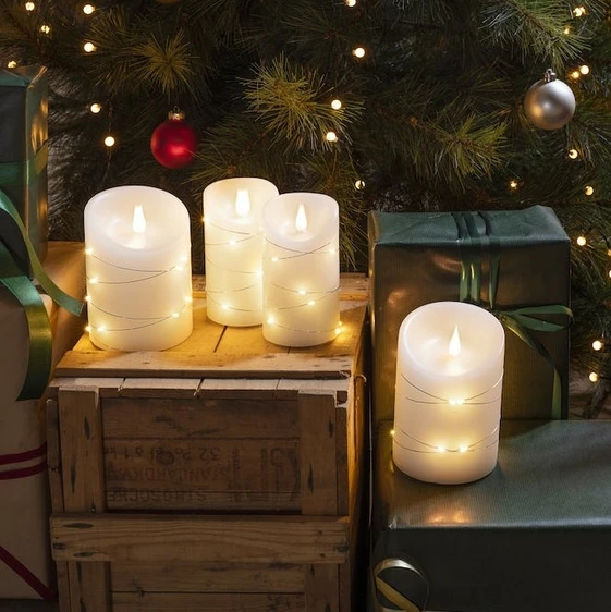 Real Effect Flameless White Wax Candle - Small - image 3