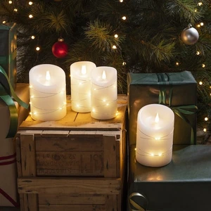 Real Effect Flameless White Wax Candle - Small - image 3
