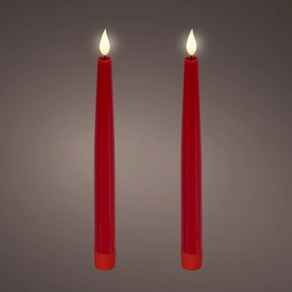 Realistic Wick Red Dinner Candle Set