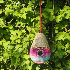 Reclaimed Fabric Pear Bird House - image 1