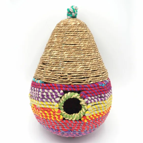Reclaimed Fabric Pear Bird House - image 2