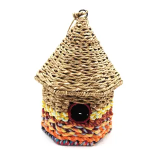 Reclaimed Fabric Pointed Bird House - image 1