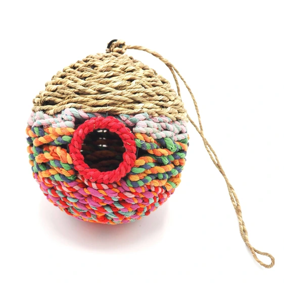 Reclaimed Fabric Round Bird House - image 2