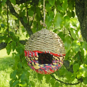 Reclaimed Fabric Round Bird House - image 1