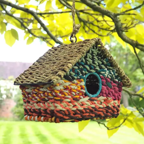 Reclaimed Fabric Squared Bird House - image 1