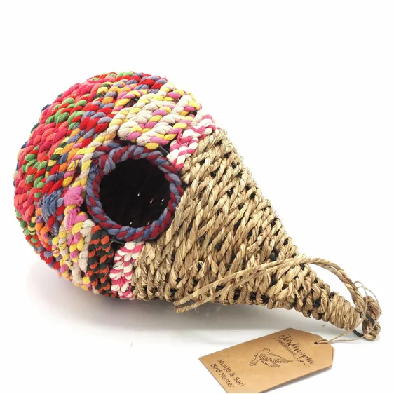 Reclaimed Fabric Teardrop Bird House - image 2