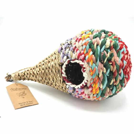 Reclaimed Fabric Teardrop Bird House - image 3