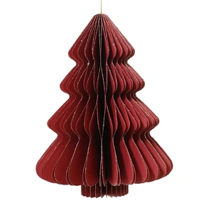 Red Paper Christmas Tree Hanging Decoration - 20cm