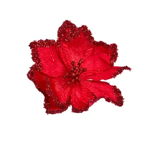 Red Poinsettia Tree Clip - Style 2