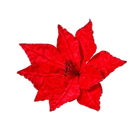 Red Poinsettia Tree Clip - Style 4