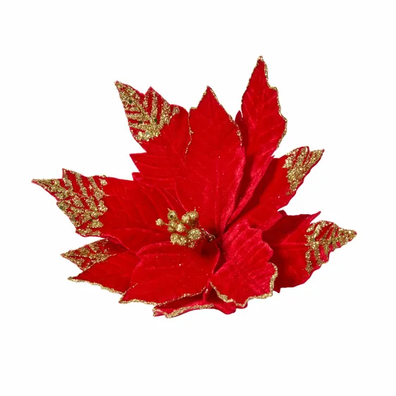 Red Poinsettia Tree Clip - Style 1