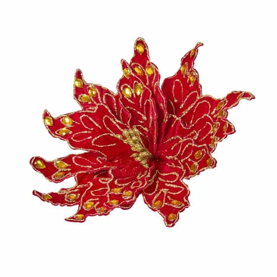 Red Poinsettia Tree Clip - Style 3