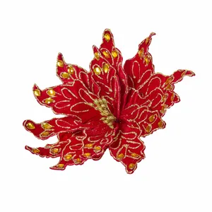 Red Poinsettia Tree Clip - Style 3