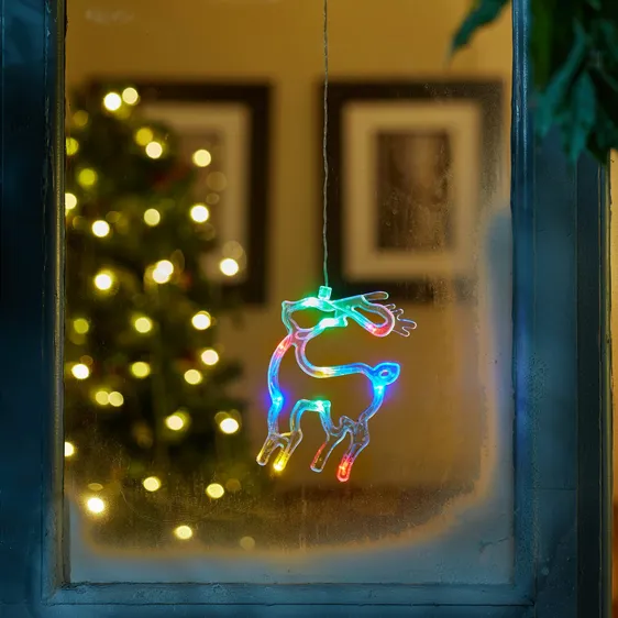 Reindeer Light Window Hanger -Multi-Coloured
