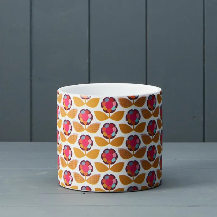 Flonal Pot Retro Floral Print Pot - Cowell's Garden Centre | Woolsington
