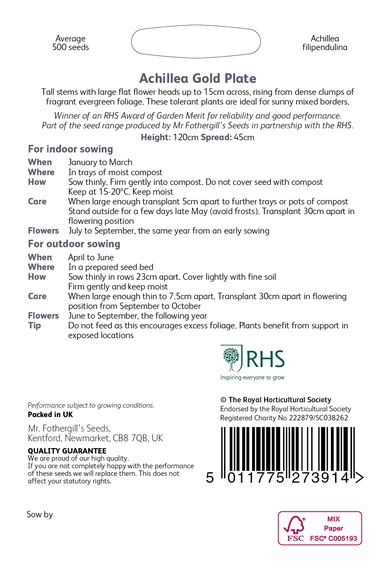 RHS Achillea Gold Plate Seeds - image 2