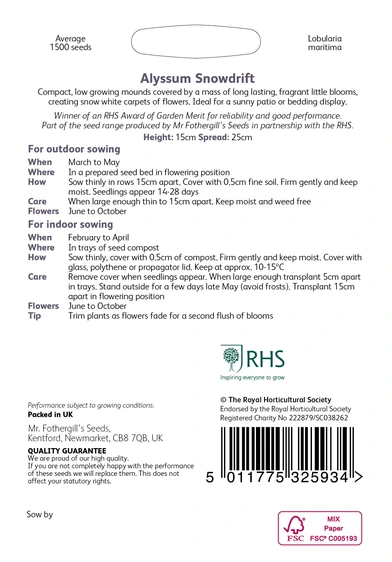 RHS Alyssum Snowdrift Seeds - image 2