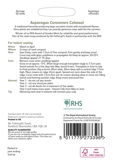 RHS Asparagus Connover's Colossal Seeds - image 2