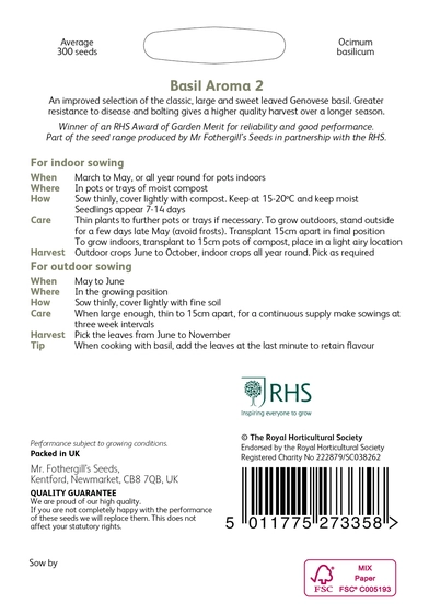 RHS Basil Aroma 2 Seeds - image 2