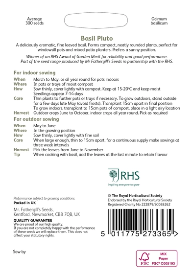 RHS Basil Pluto Seeds - image 2