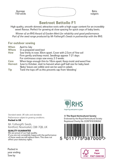 RHS Beetroot Bettollo F1 Seeds - image 2