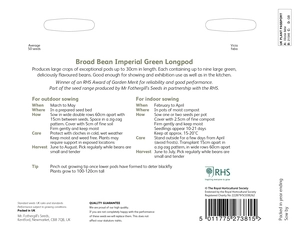 RHS Broad Bean Imperial Green Longpod Seeds - image 2