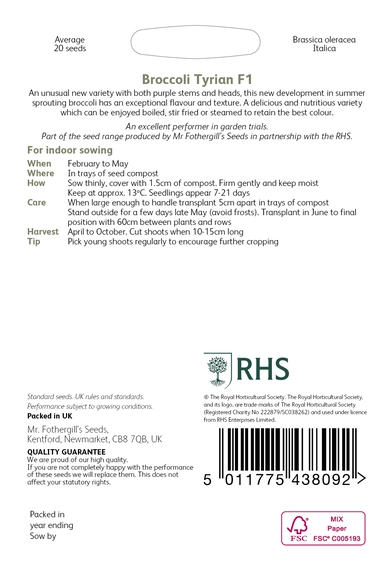 RHS Broccoli Tyrialn F1 Seeds - image 2
