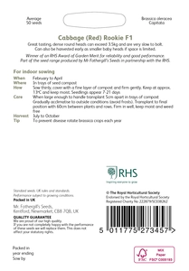 RHS Cabbage (Red) Rookie F1 Seeds - image 2