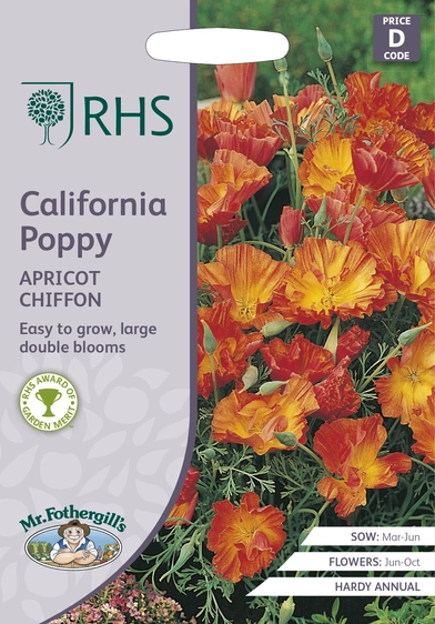 RHS California Poppy Apricot Chiffon Seeds - image 1