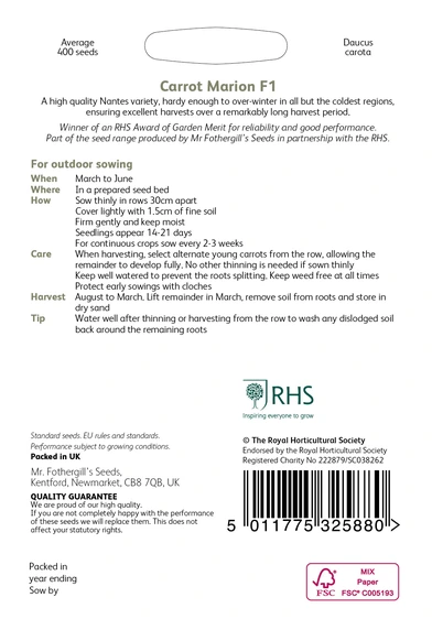 RHS Carrot Marion F1 Seeds - image 2
