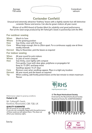 RHS Coriander Confetti Seeds - image 2